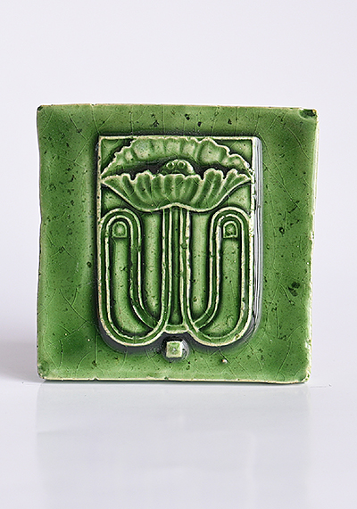 Изображение Изразцы Изразец Югендстиль Мак, зелёный