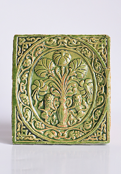 Изображение Изразцы Ваза со львами, зелёный